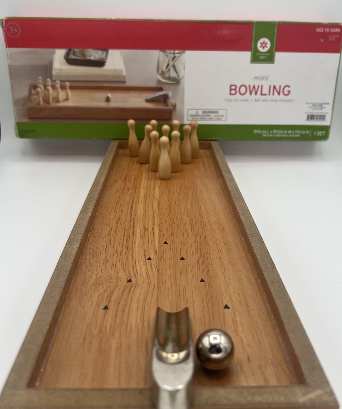 Mini Bowling Family Game Set Easy Pin Reset In Box – Desktop – Travel Size