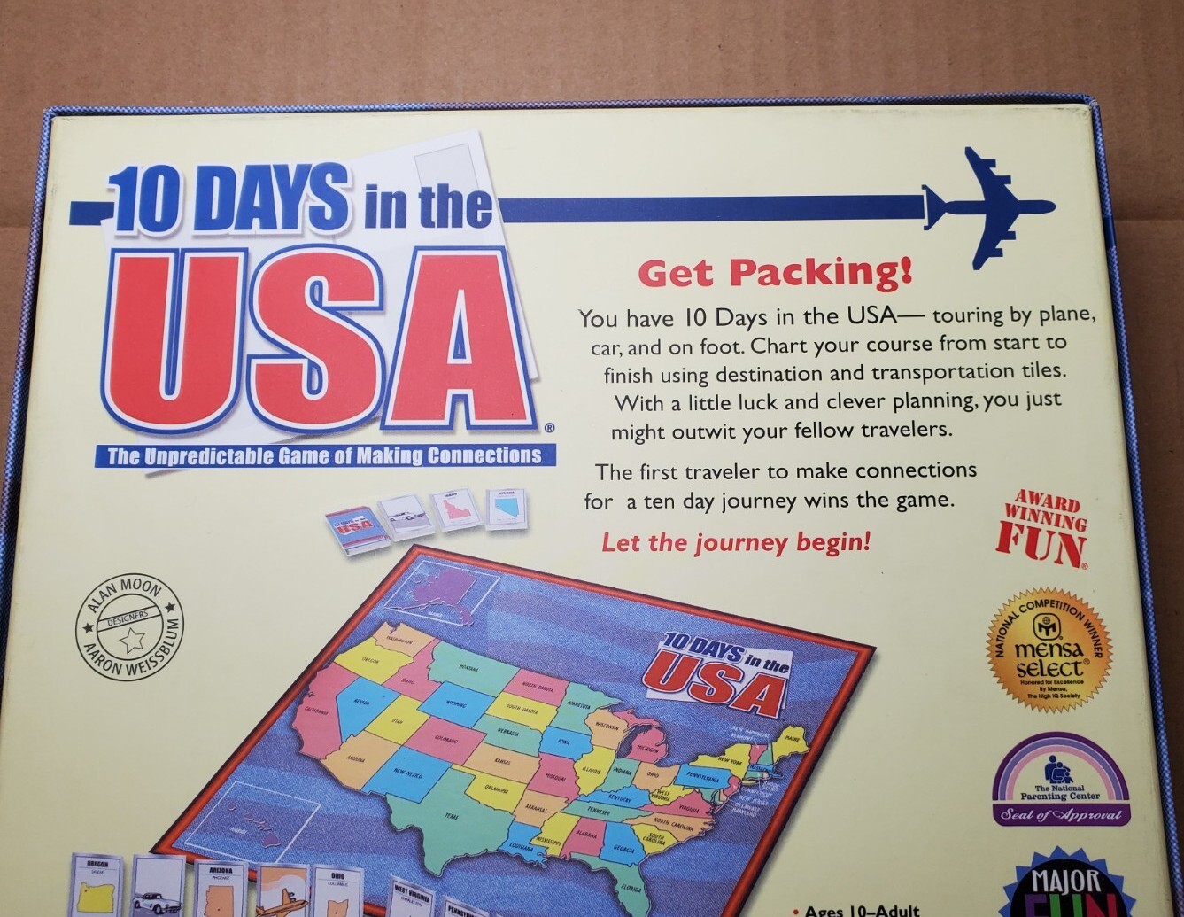 10 Ten Days in the USA Board Game 2004 By Out of The Box Games – 100% COMPLETE!