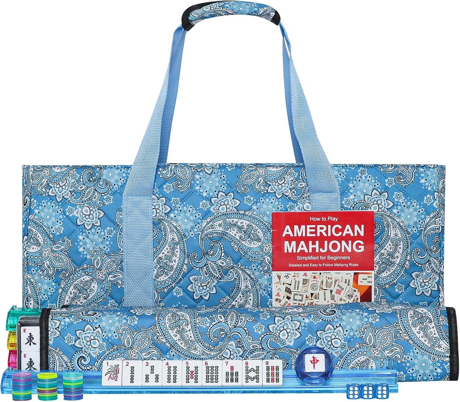 NEW!American Mahjong,160 deep blue Layered+Fashion Mahjong bag set Fast ship