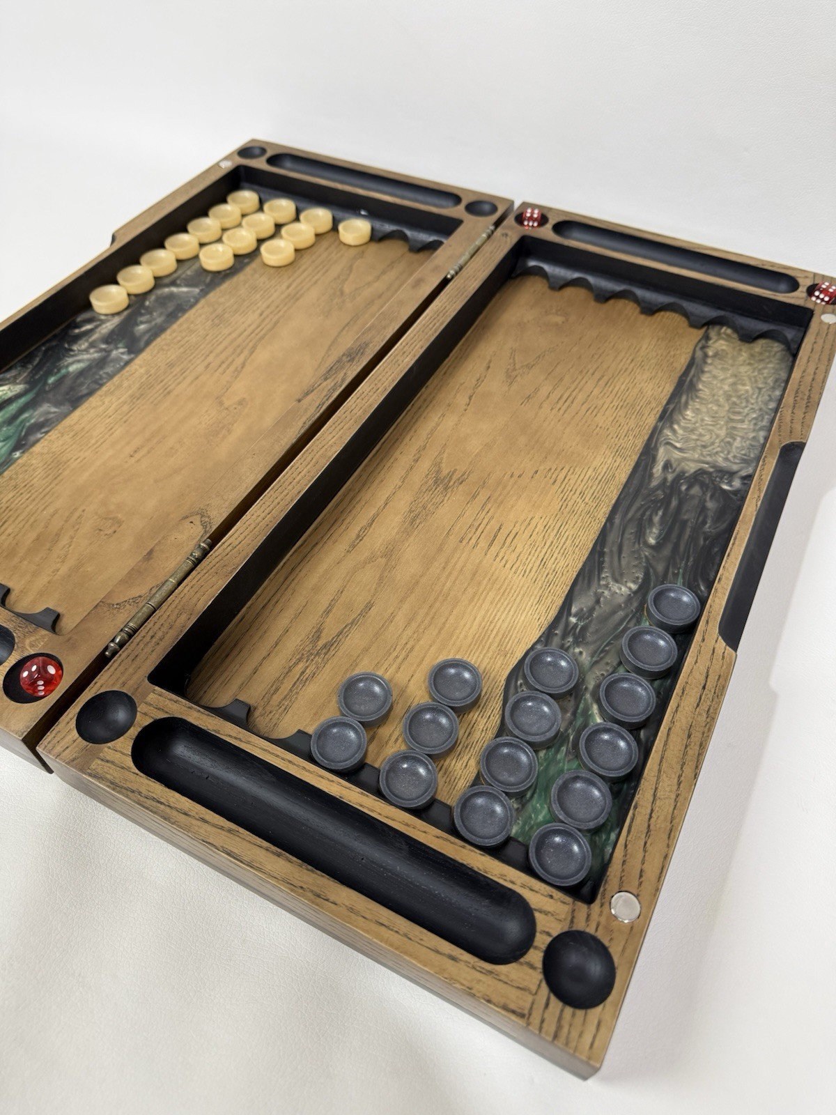Exclusive Gold Backgammon Board, Wood & Epoxy Resin, Handmade Luxury Game Set