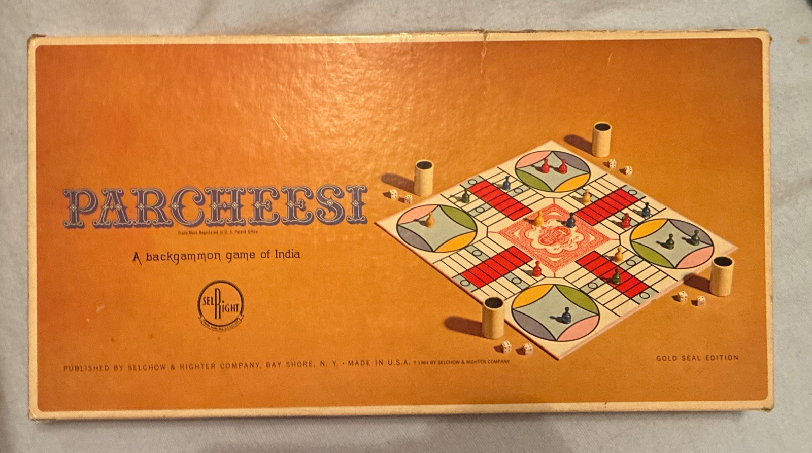 PARCHEESI A Backgammon Game of INDIA “GOLD SEAL EDITION”, 1964 FREE SHIPPING