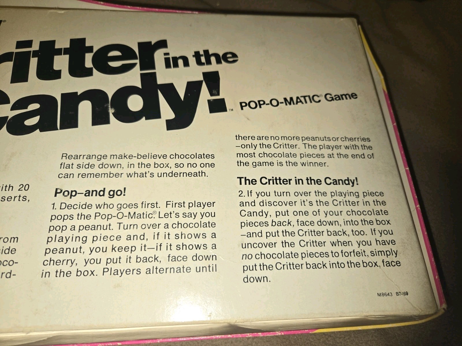 Gabriel Critter in the Candy Pop-O-Matic Memory Game Vintage 1978