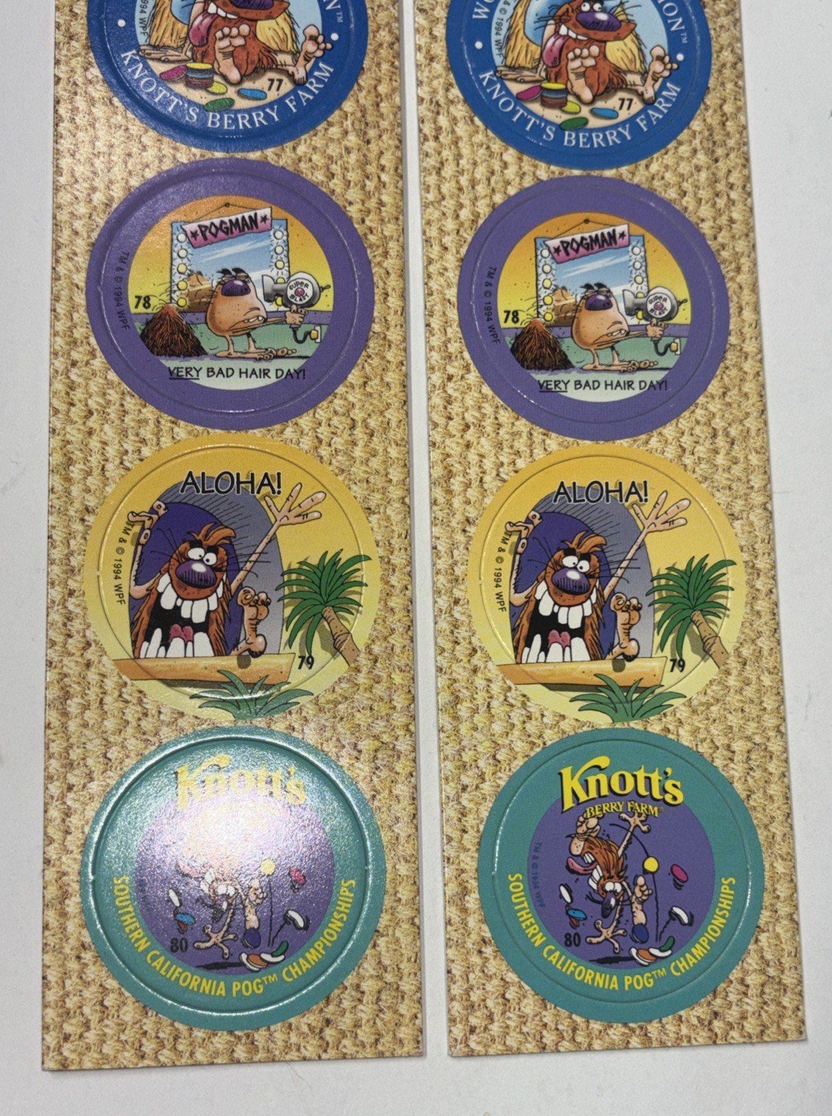 Pogman Knott’s Berry Farm Pogs Lot Of 2 Unpunched Pog Sheets 1994 New