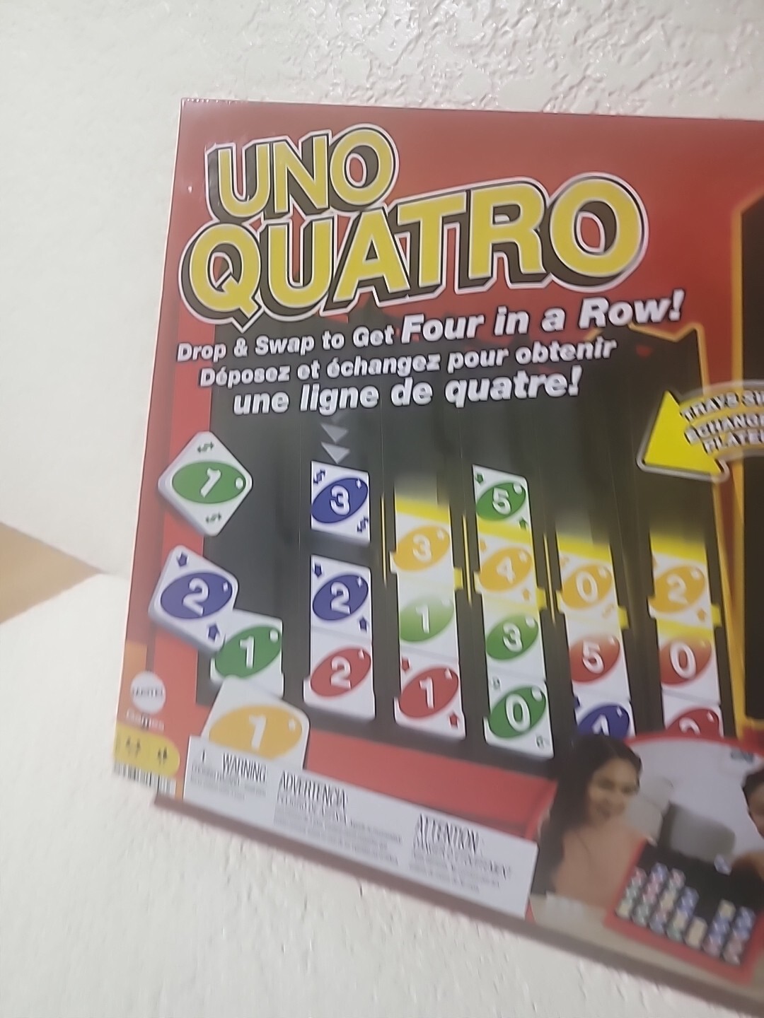 MATTEL GAMES UNO QUATRO GAME, FAMILY & GAME NIGHT COLORED TILES NEW IN BOX