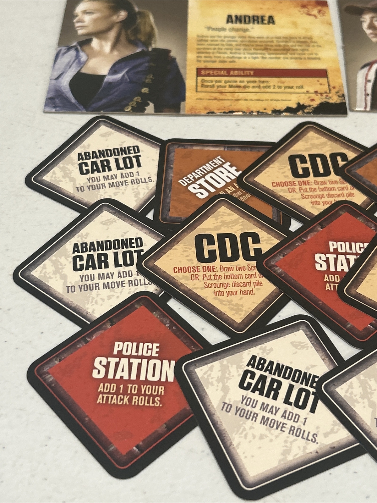 2011 The Walking Dead Board Game Replacement Lot Character Cards And Location