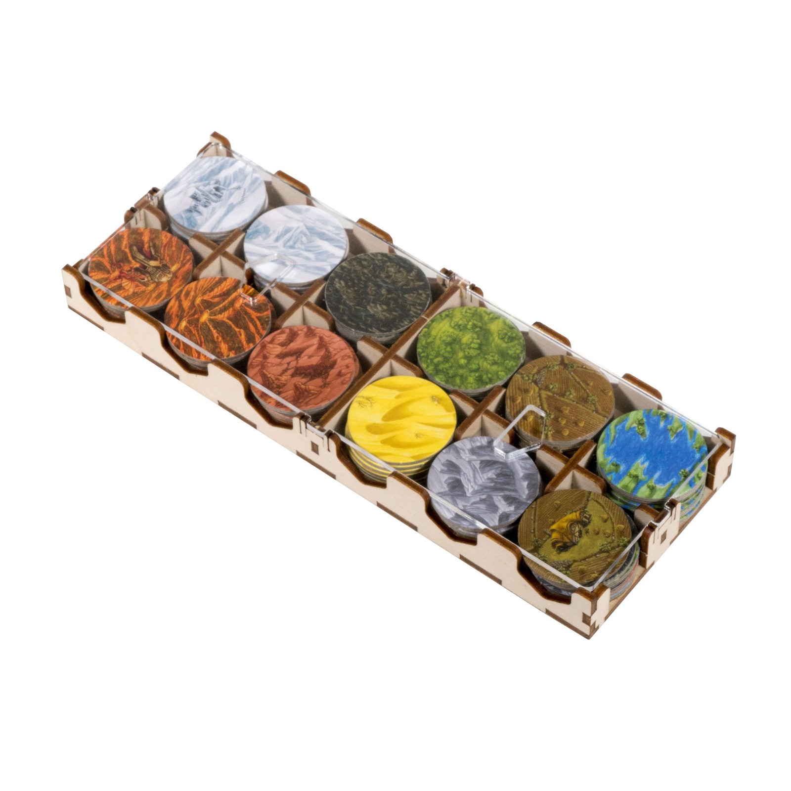 Terra Mystica Game Organizer – Wood Storage Box with Multiple Trays