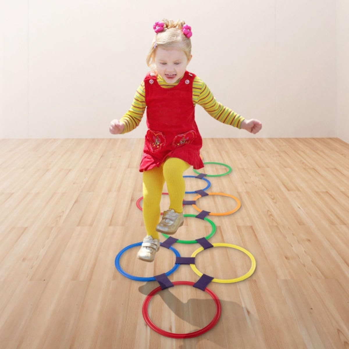 Educational Hopscotch Rings Game – 10 Rings & Connectors for Active Kids, Age 3+