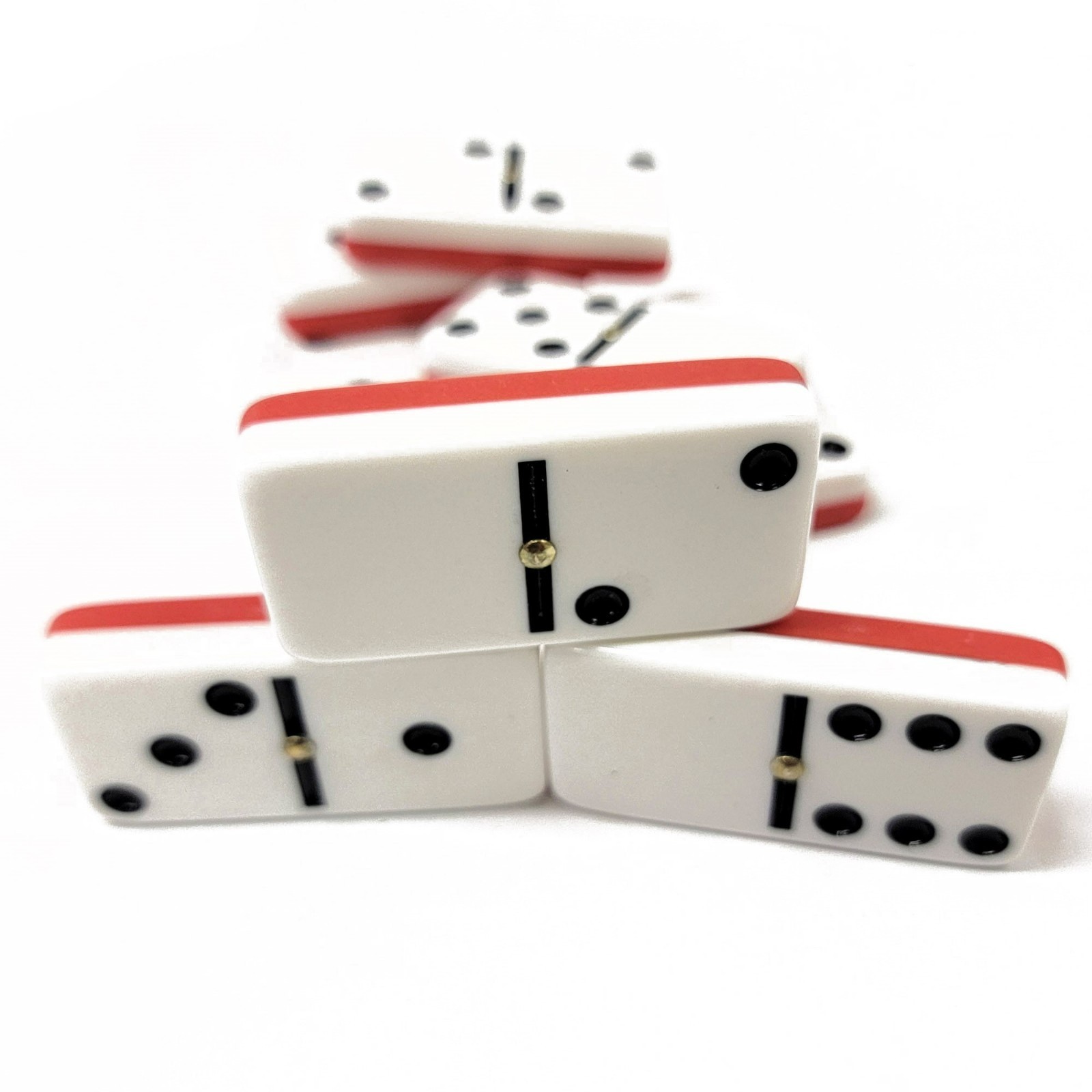 Domino Double Six 6 Red-White Two Tone Jumbo Pro Size Spinners – Wood Box