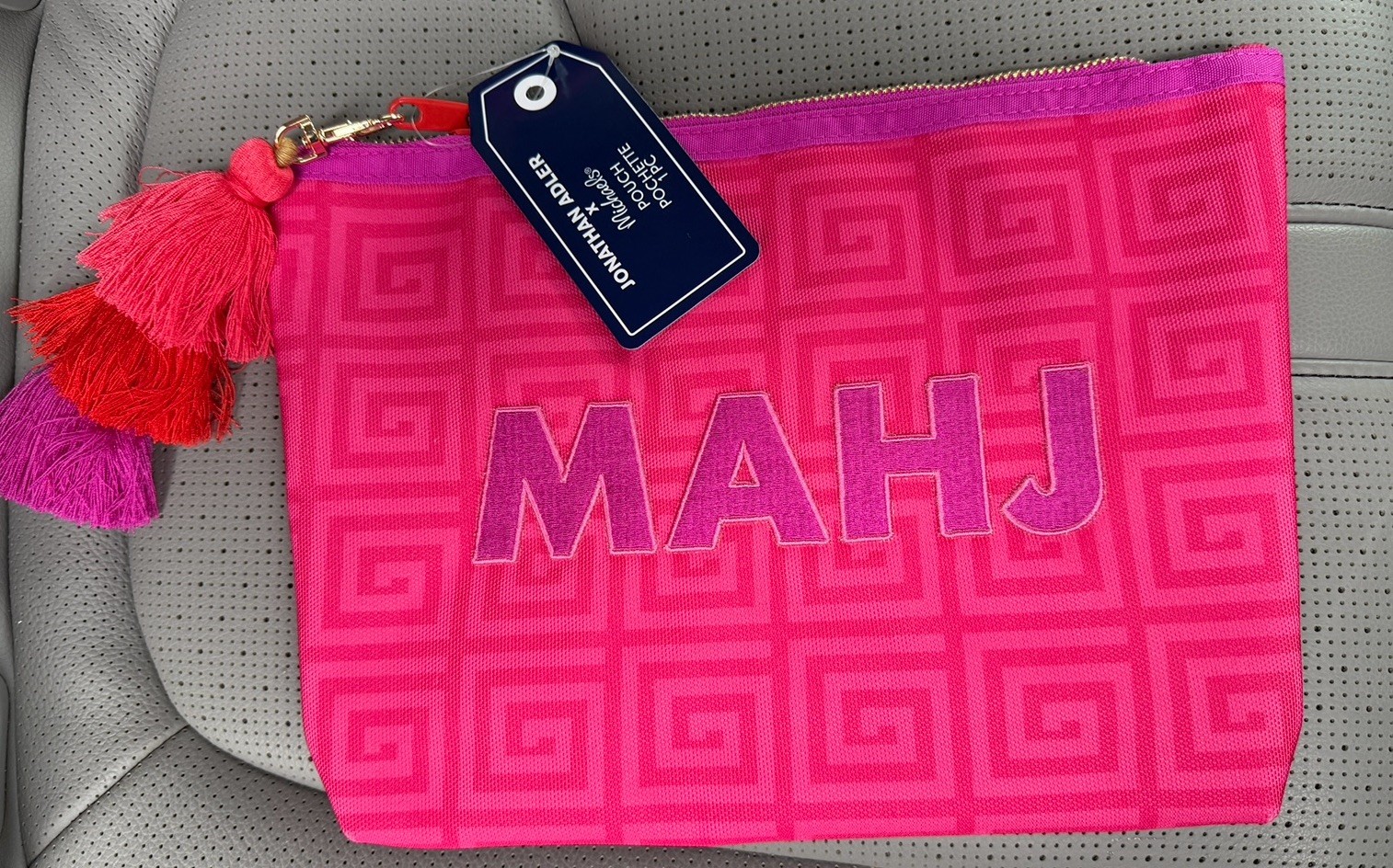 Jonathan Adler x Michaels Mahjong Pink MAHJ Tile Bag Zip Pouch NWT Ltd. Edition