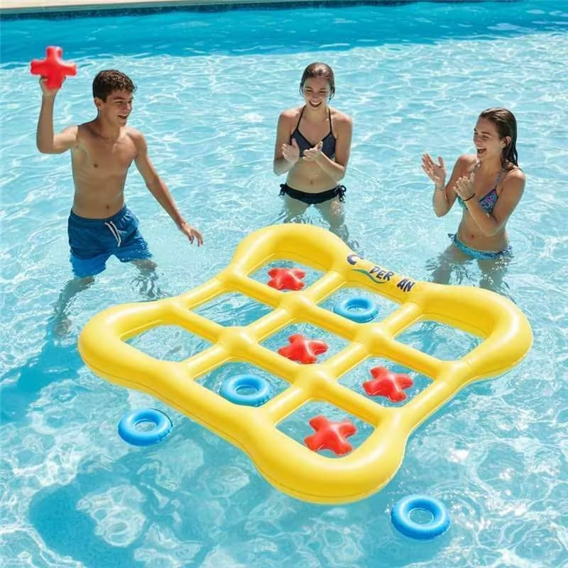 Pool Games Set Giant Inflatable Tic-Tac-Toe Board with 10 Balls 2-10 Players 4.6