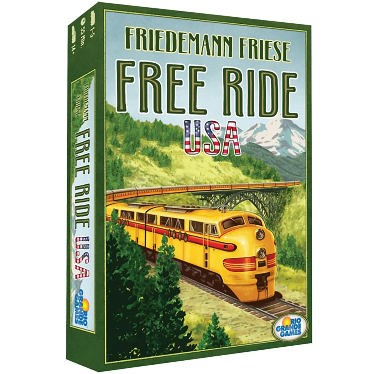 Rio Grande Games: Free Ride USA – Railroad Strategy Board Game, 1-5 Players,14+