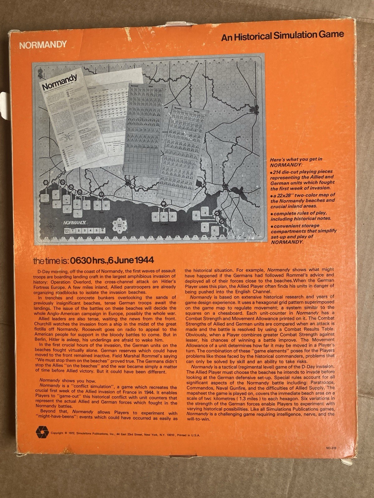 SPI Wargame Normandy WW2 Invasion 1972 Ed Flat box
