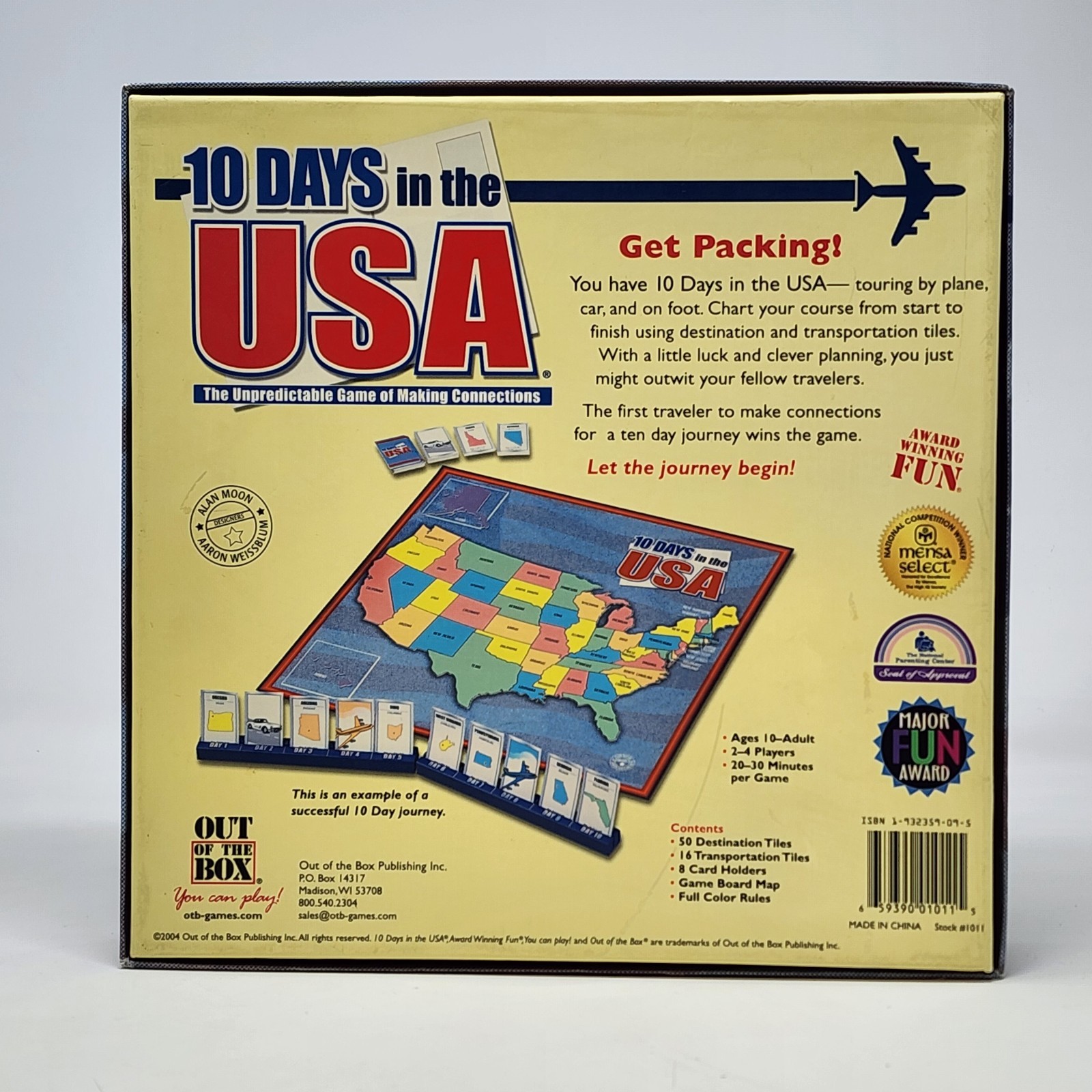 10 Days In The USA Board Game Out Of The Box Publishing 2003 Complete Pre-owned