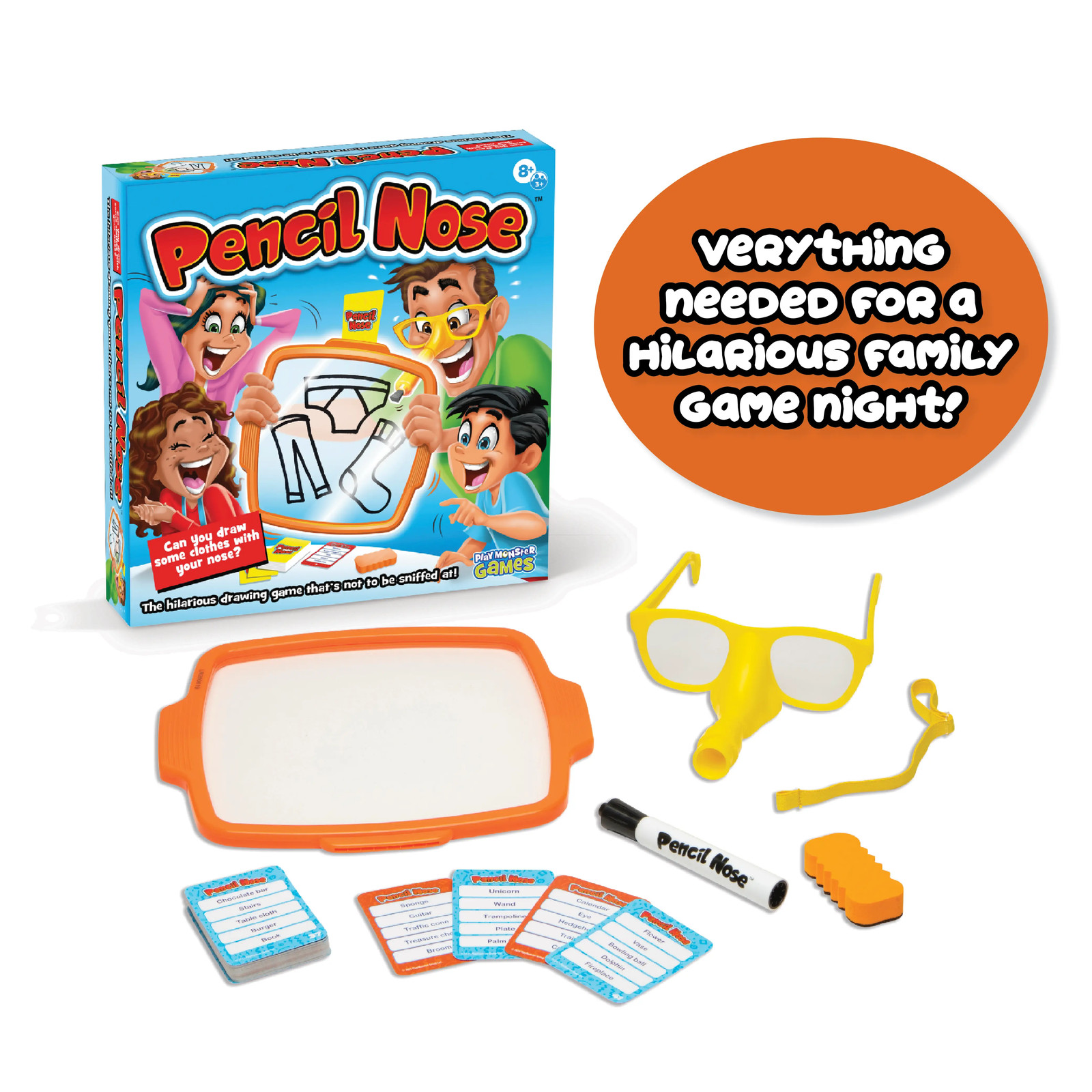 Pencil Nose Board Game for Family Night Fun Drawing Game for Kids 8 Years and up