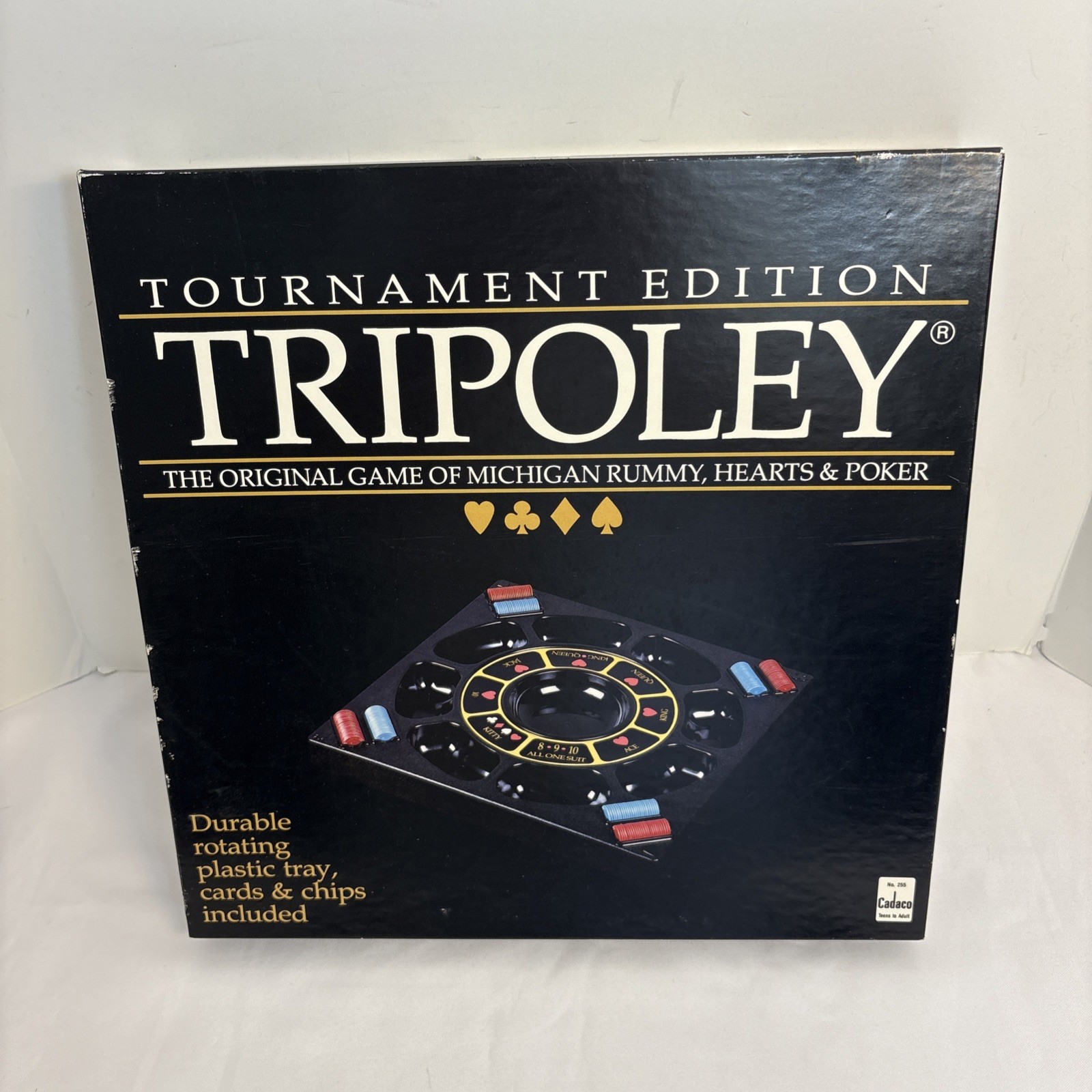 TRIPOLEY Tournament Edition NEW Cadaco 1992 Turntable Style HEARTS POKER RUMMY