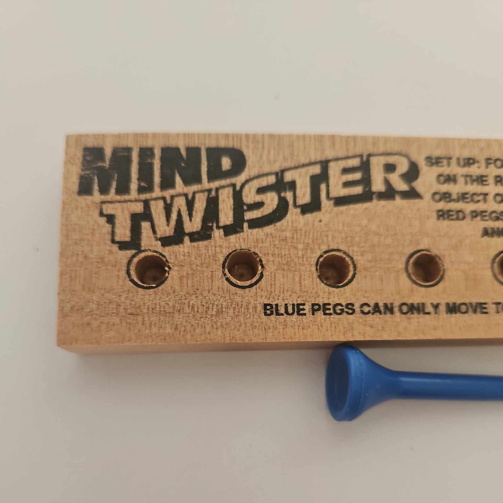 Vintage Wood Travel Game Mind Twister Blue and Red Peg Game