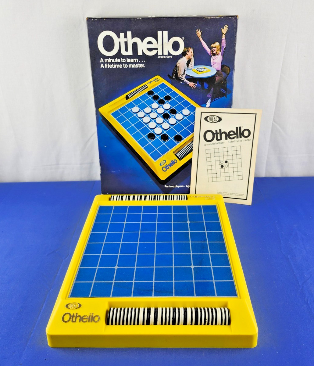 Othello Board Game Vintage 1983 Strategy Game Ideal Complete Blue Yellow