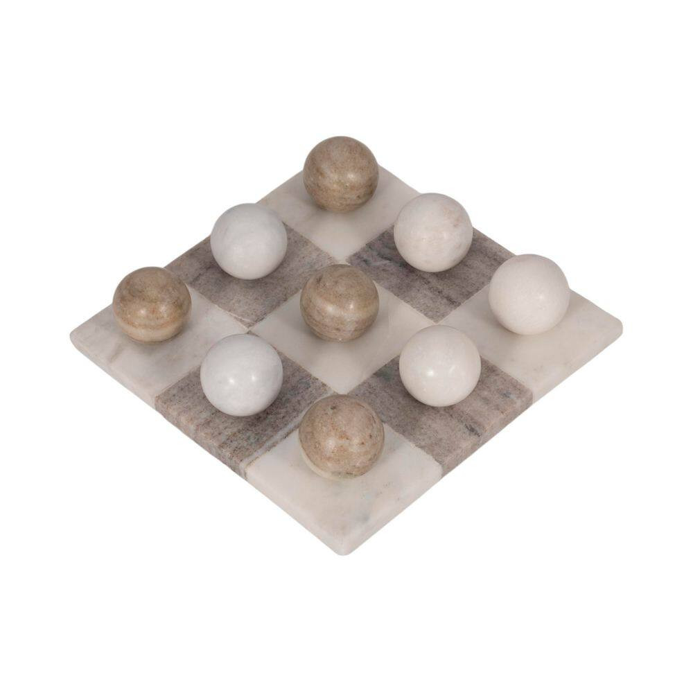 Ivory 9 In. X 3 In. Stone Tic Tac Toe Decorative Game Set