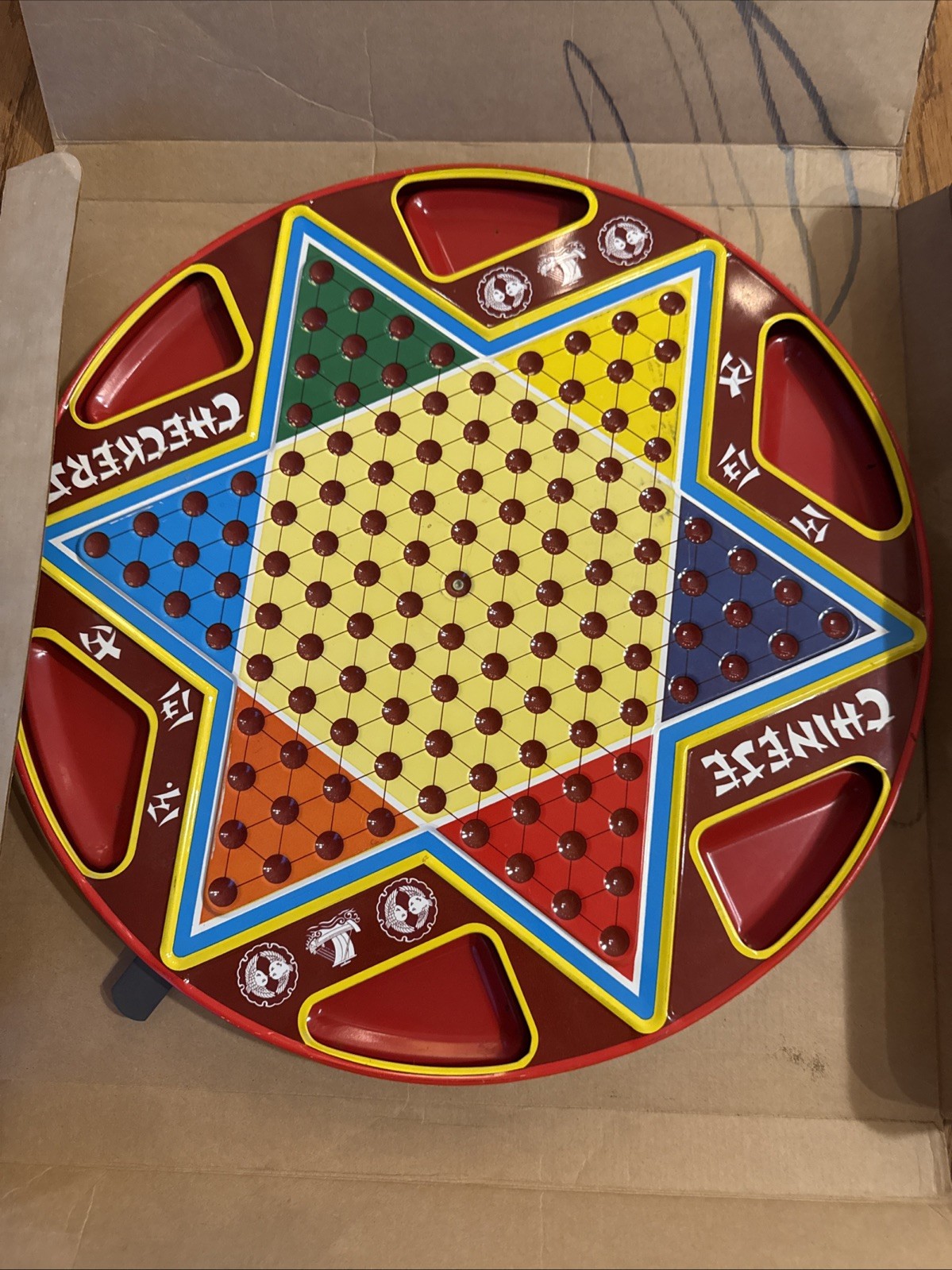 Vintage Chinese & Regular Checkers Metal Game Ohio Art #538 2-in-1 Box Board