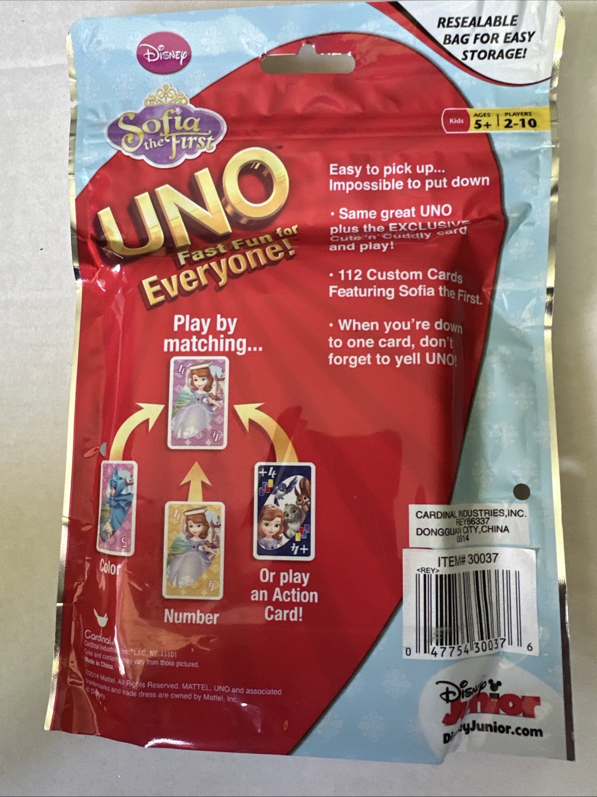 UNO Disney Sofia the First Uno Card Game New Ages 5+ 2-10 Players