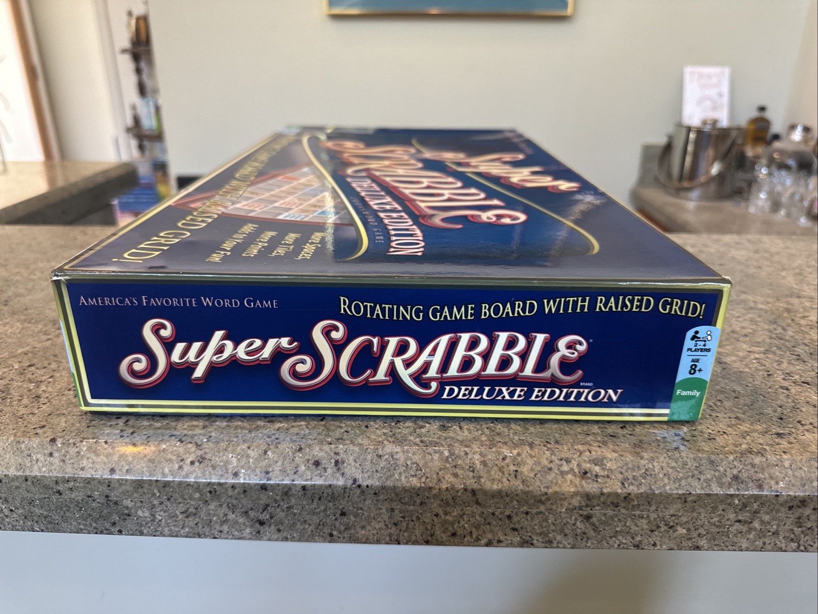Super Scrabble Deluxe Edition Crossword Game Rotating Board Hasbro 2010