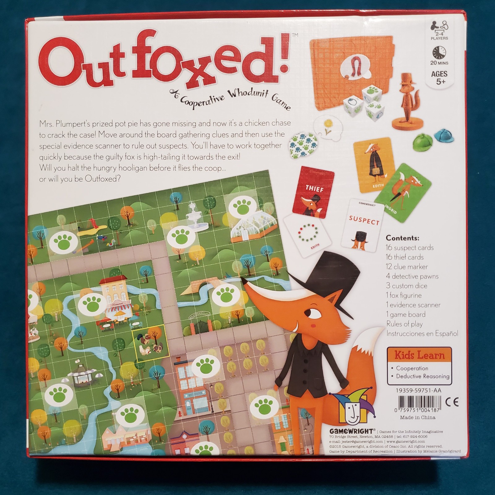 Outfoxed! Board Game 2015 Family Cooperative Whodunnit Gamewright