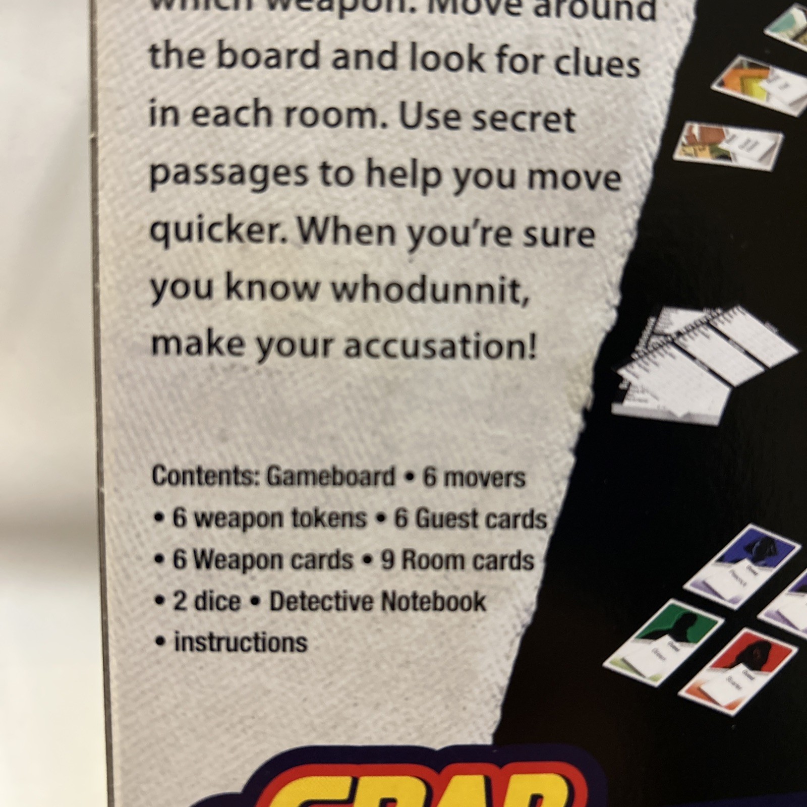 Hasbro Clue Grab & Go Travel Mystery Game 3-6 Players Portable Fun