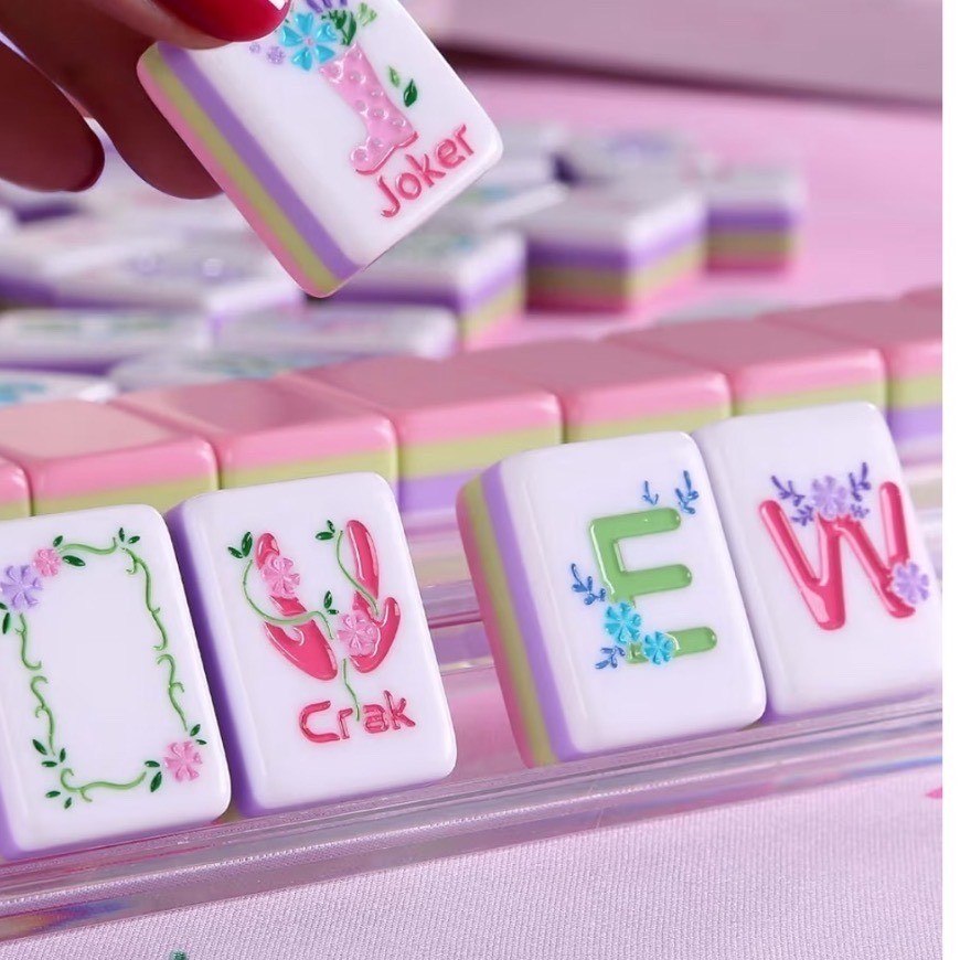Floral Hand Painted American Mahjong Tile Set Pink Purple girly Pastel 160