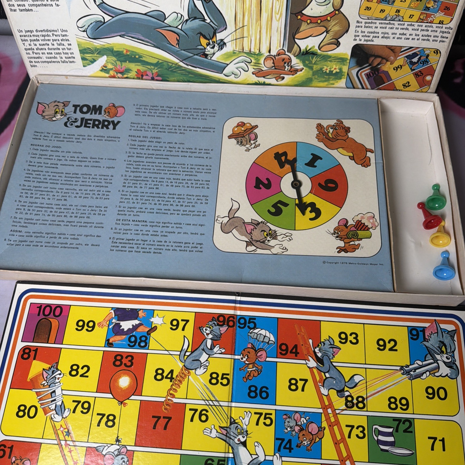Vintage RARE 1976 Tom & Jerry Board Game Estrela Brazil Jogo Tabuleiro MGM