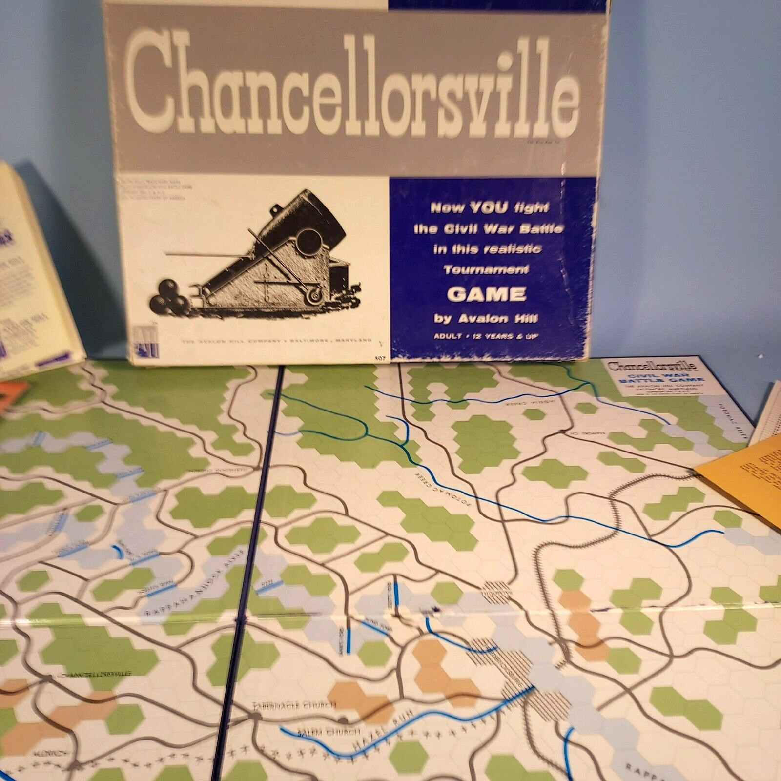 CHANCELLORSVILLE Civil War Battle Game Avalon Hill 1961 Excellent