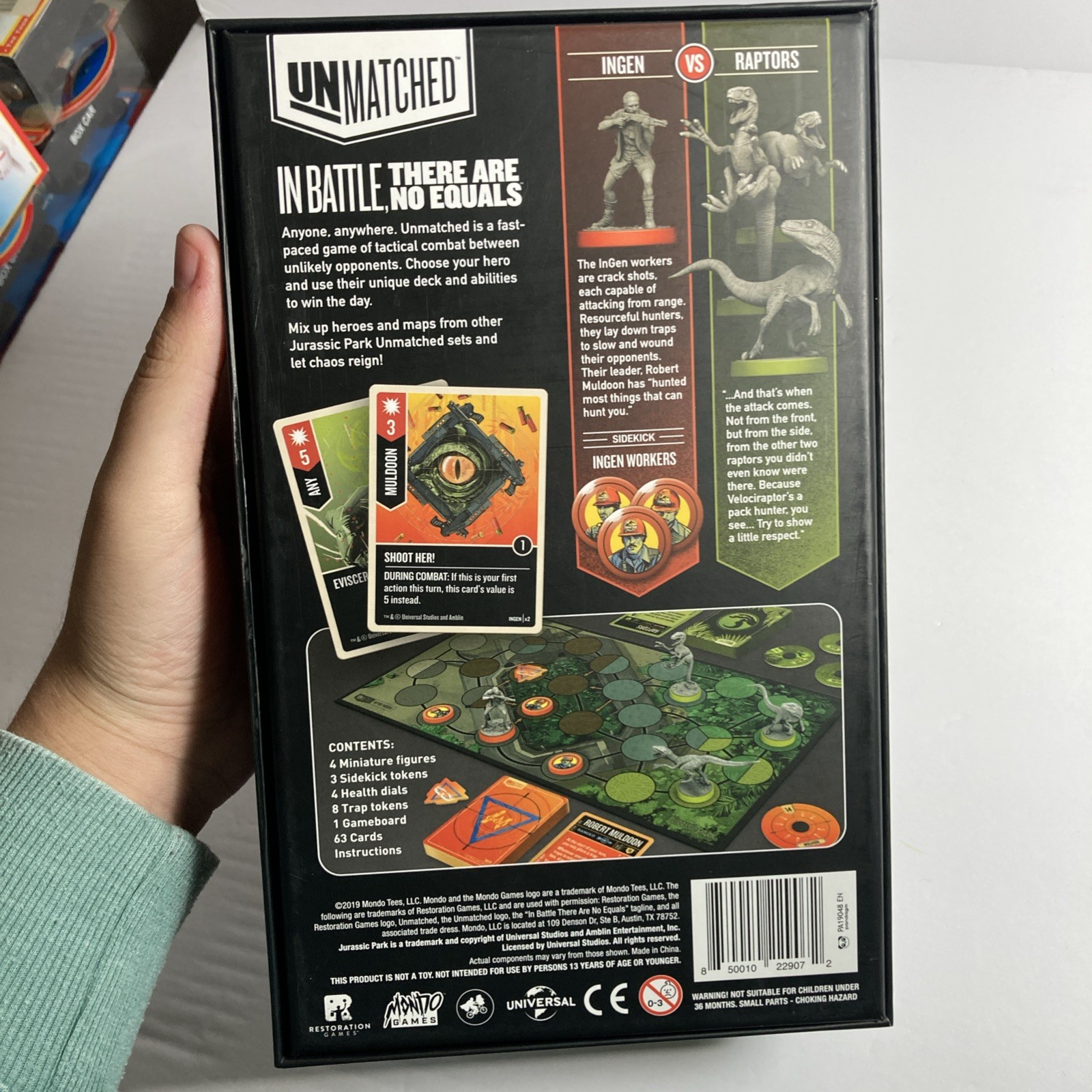 Unmatched Jurassic Park Ingen Vs Raptors Board Game Mondo/Restoration games READ