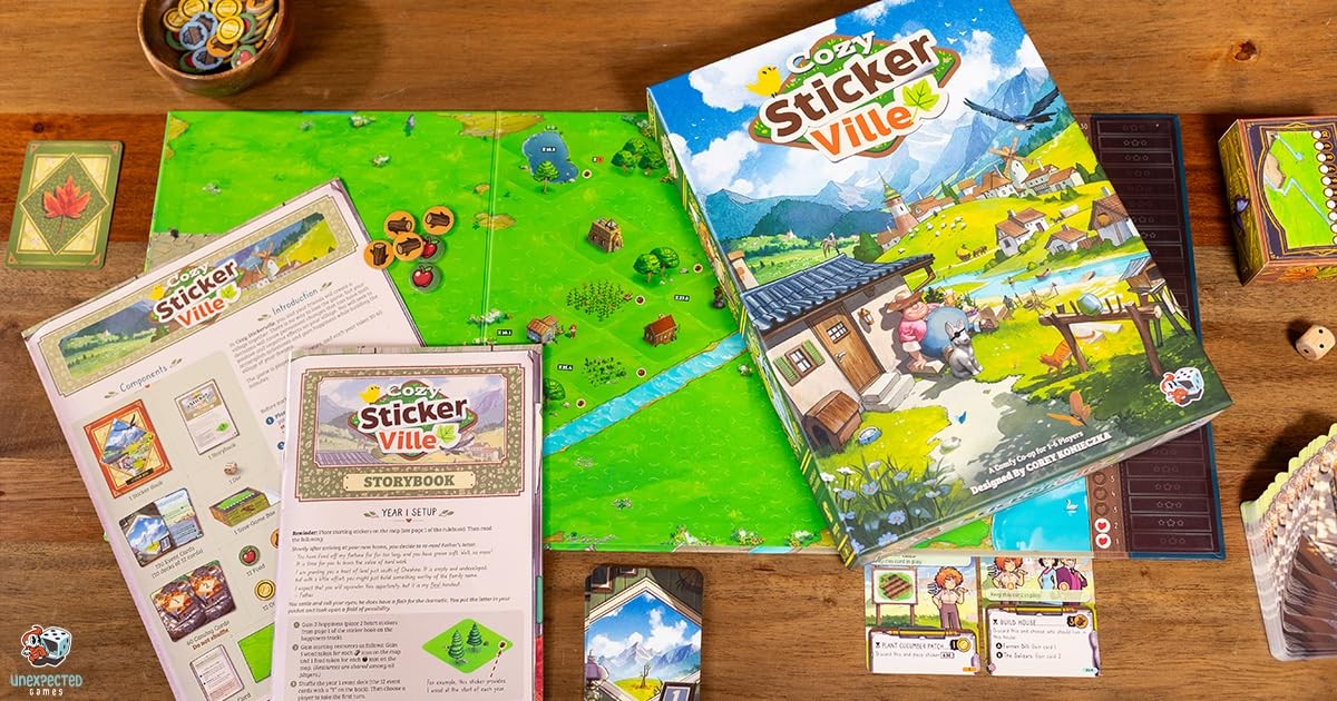 Asmodee Cozy Stickerville Board Game – Narrative Strategy Game Of Village