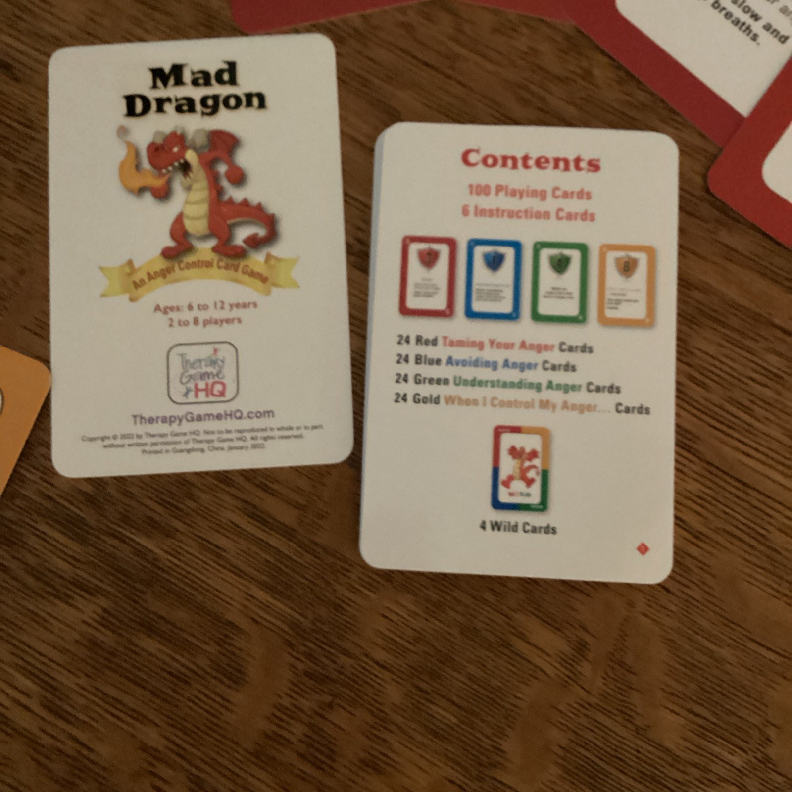 Mad Dragon Anger Control Card Game for Children 6-12 Years ADHD Therapy Game