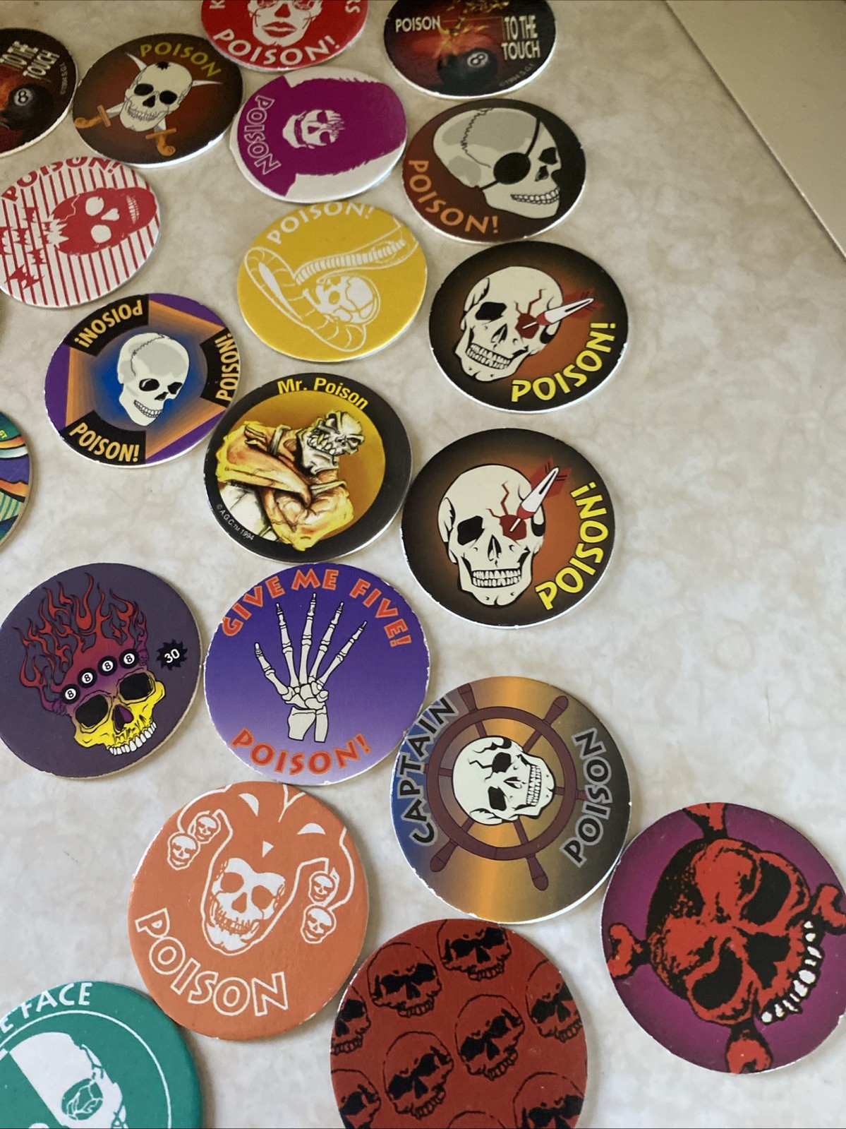 Pogs Collection Vintage 90s 50+ Lot with Container Poison Hologram Milk Caps