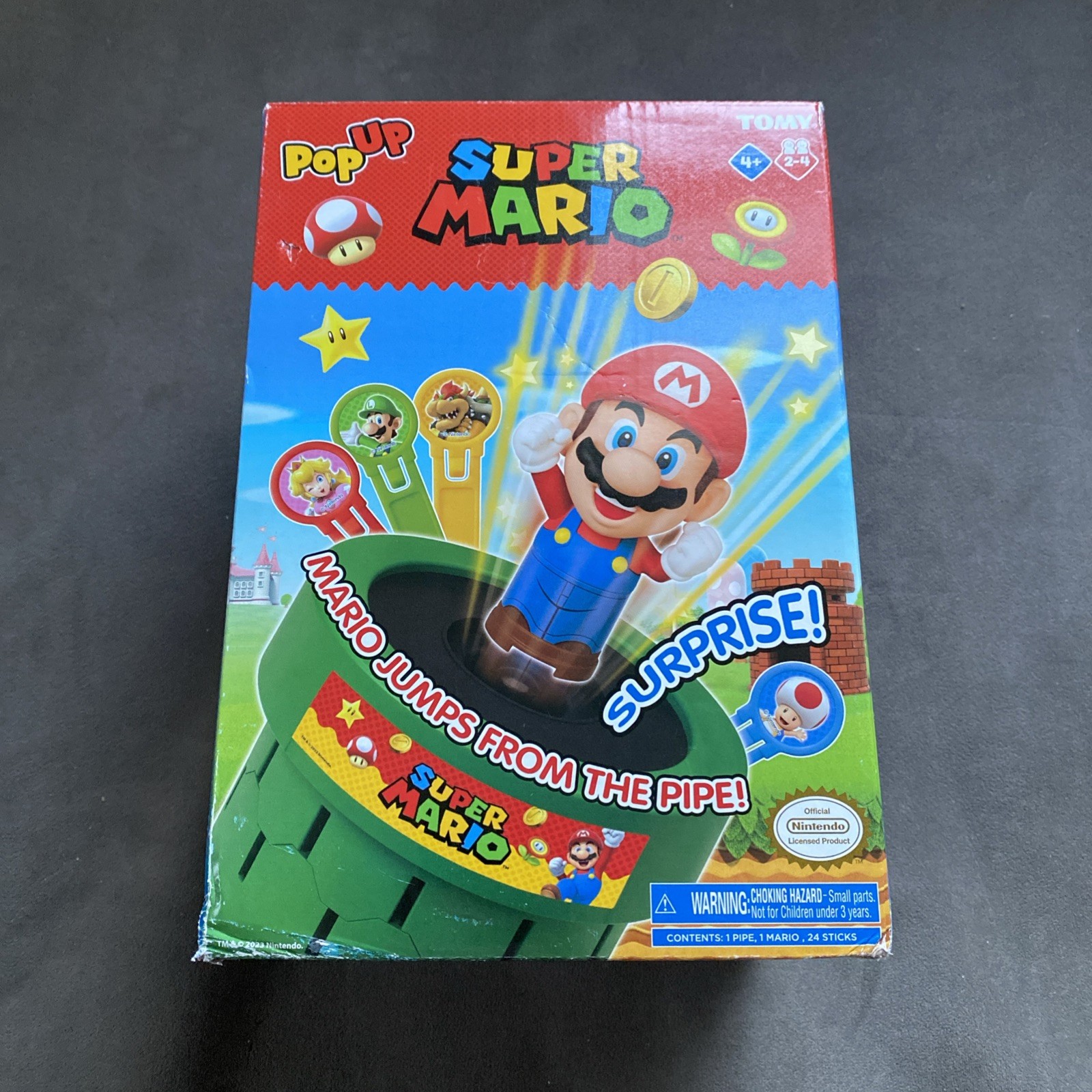 TOMY Pop Up Super Mario Game for Kids Ages 4+ Family Fun 2-4 Players Toy