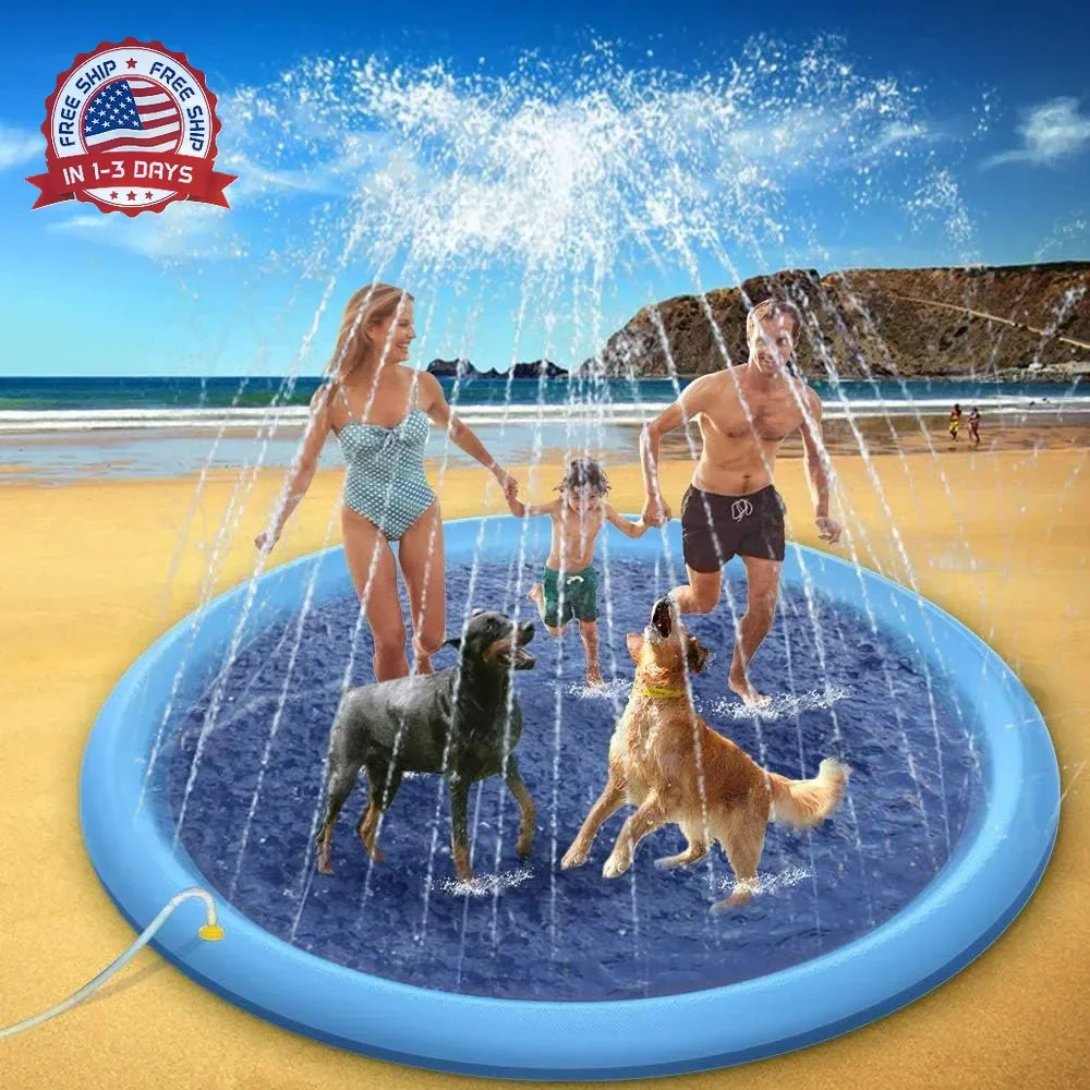 Raxurt Splash Pad, 87in Anti-Slip Splash Pad for Kids Dogs Thickened Durable Bat