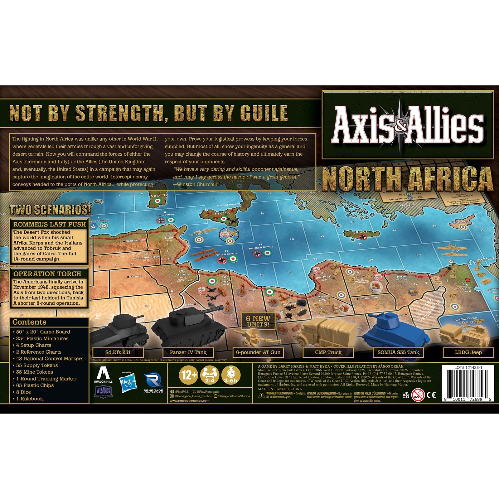 World War II North Africa Strategy Board Game for 2 to 4 Players Ages 12+