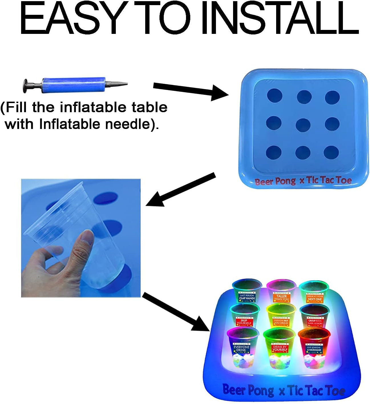 23 X 23 Inch Glowing Pool Party Rack Tic Tac Toe Floating Rafts, Swimming Pool P