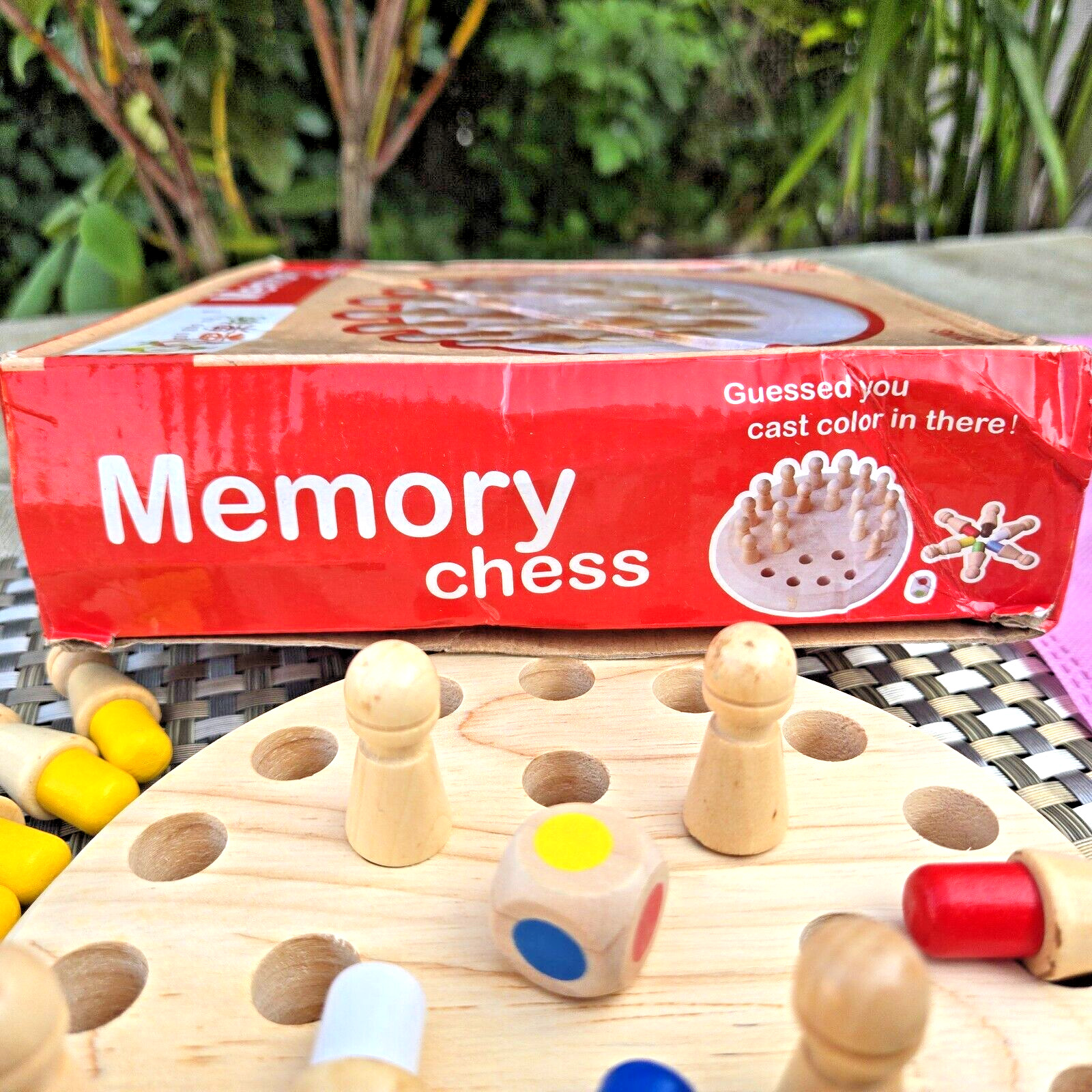 Wooden Memory Game Multi Player Family Match Kids Chess Board Guoguoshu EUC T