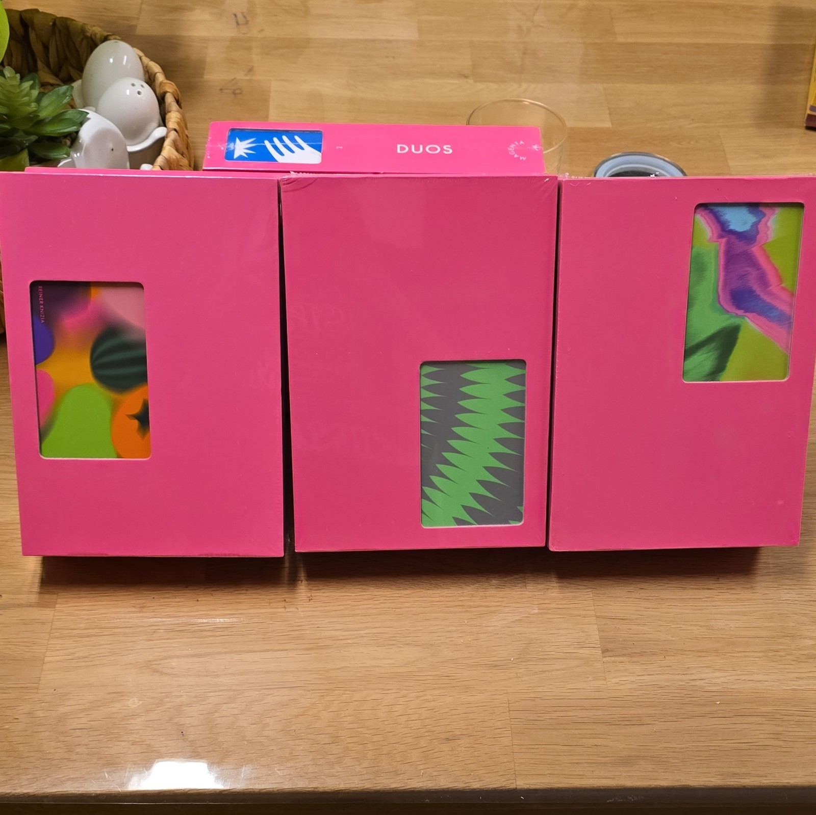 Magenta Card Game Set: Fives, Duos, Figment, Fruit Fight, No Thanks!, I’m Out