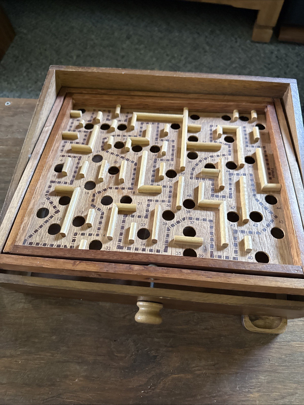 Vintage Labyrinth Wooden Tilting Maze Puzzle Game Marble Included! W/O Box