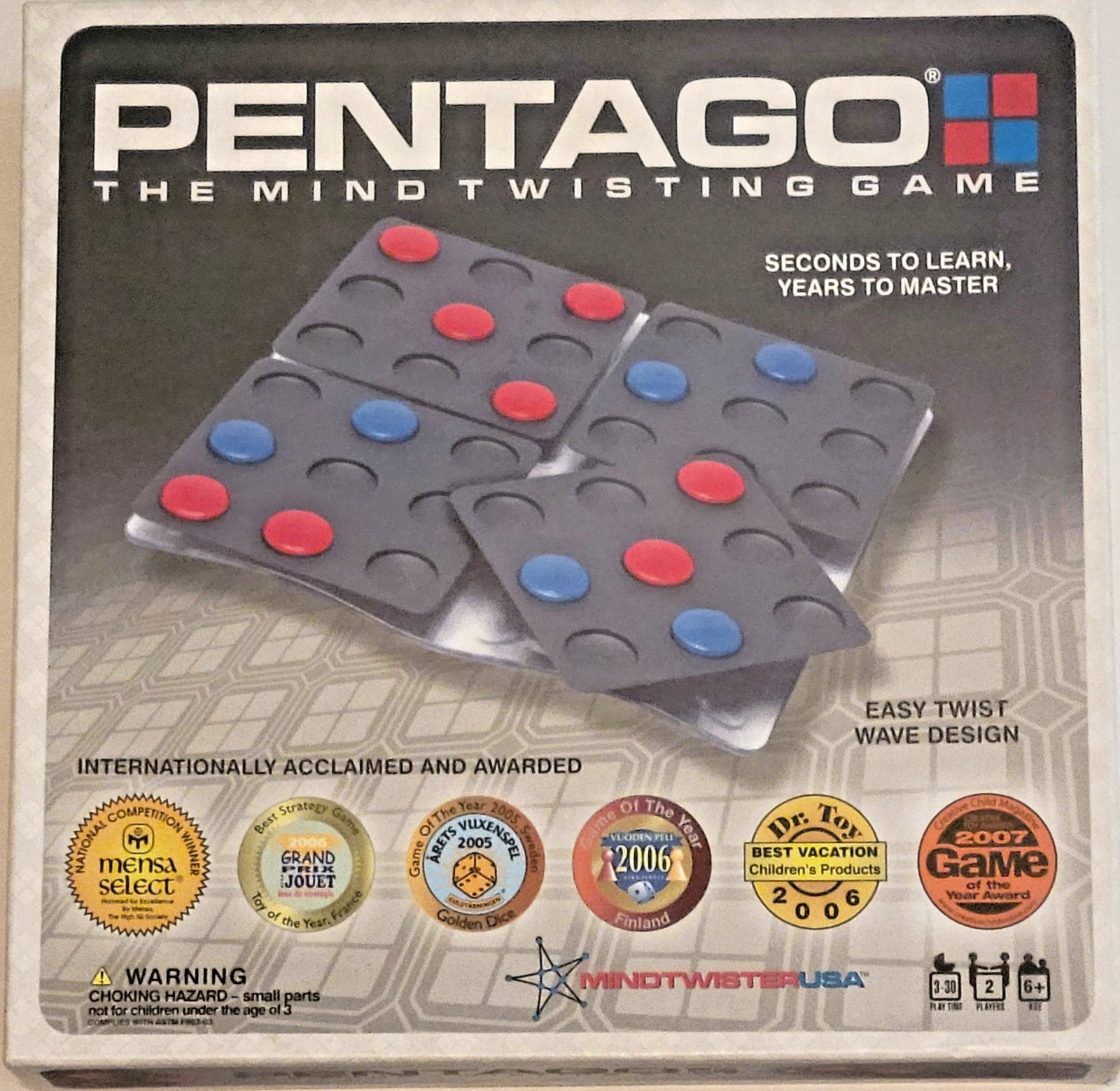 Pentago The Mind Twisting Abstract Strategy Board Game 2 Players Age 6+ Complete
