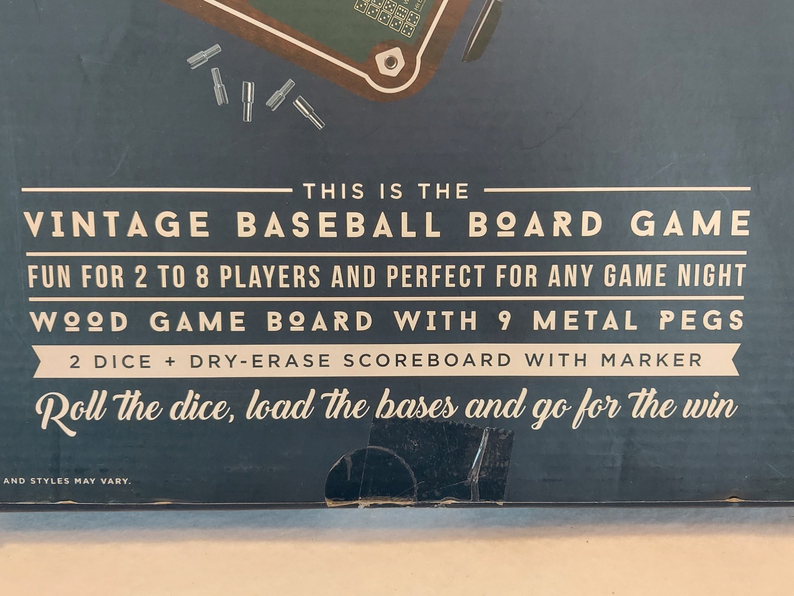 Vtg Baseball Board Game Wooden Board Metal Pegs Hammer & Axe 2 To 8 Players