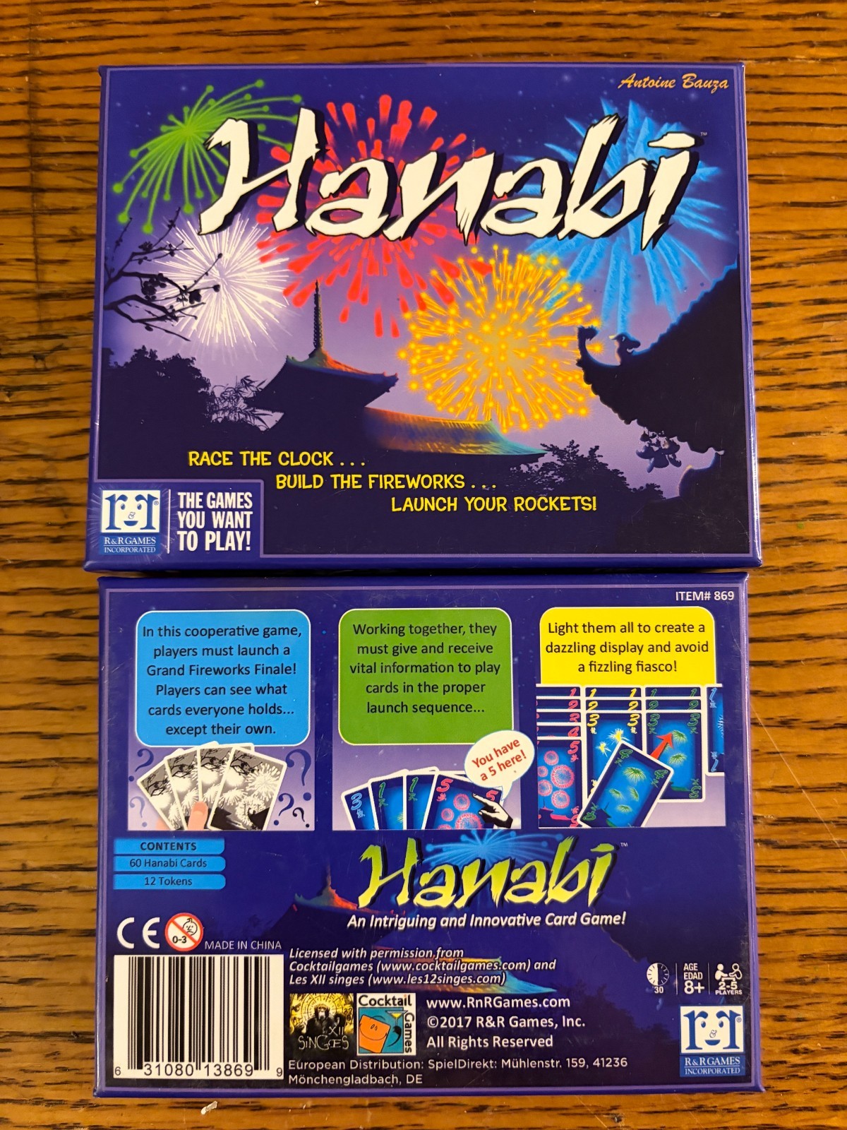 Hanabi Family Card Game 2-5 player Co-Operative Deduction Memory Fireworks Theme