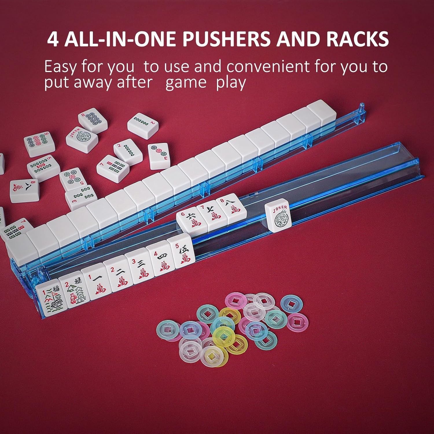 American Mahjong Set, Mahjong Game Set, 166 Tiles with Blue