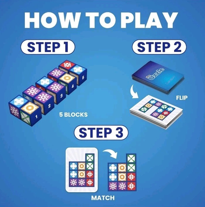 The Uzzle Board Game Block Puzzle Games for Ages 4+ Children & Adults New