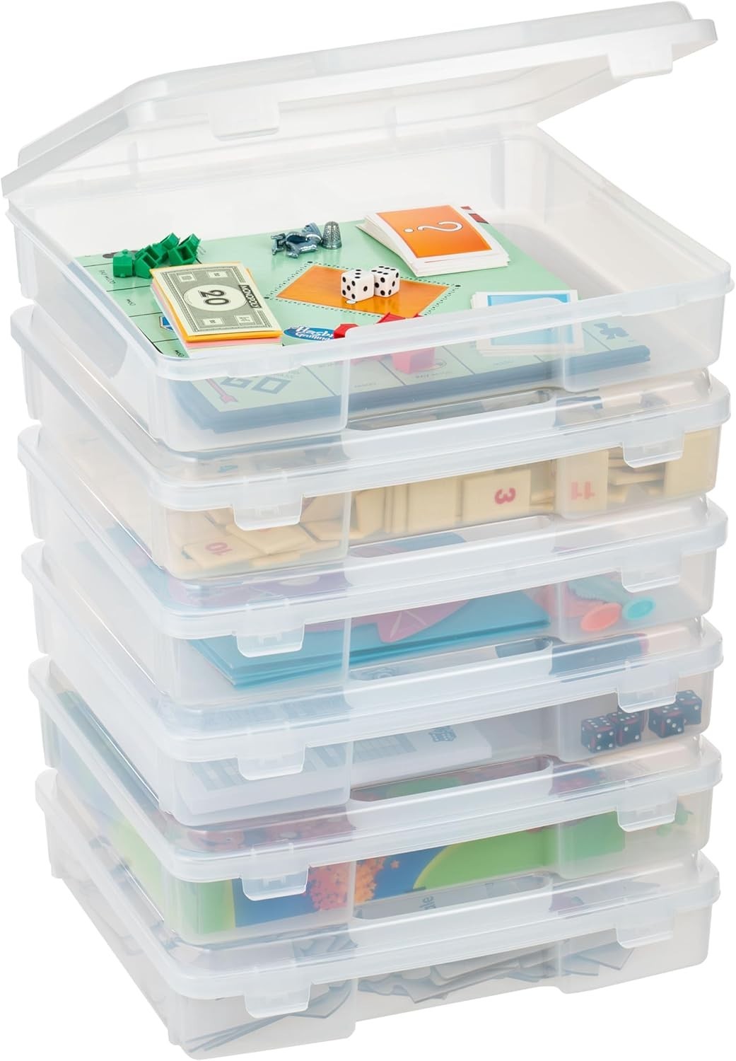 Board Game Storage Containers, 6-Pack || Organizers with Built-In Handle & Sn…