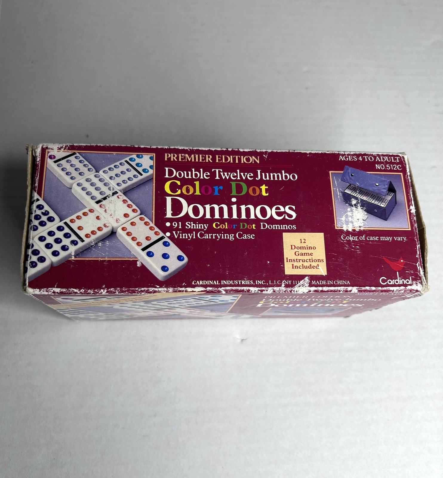 Cardinal Premier Edition Double Twelve Jumbo Color Dot Dominoes VINTAGE