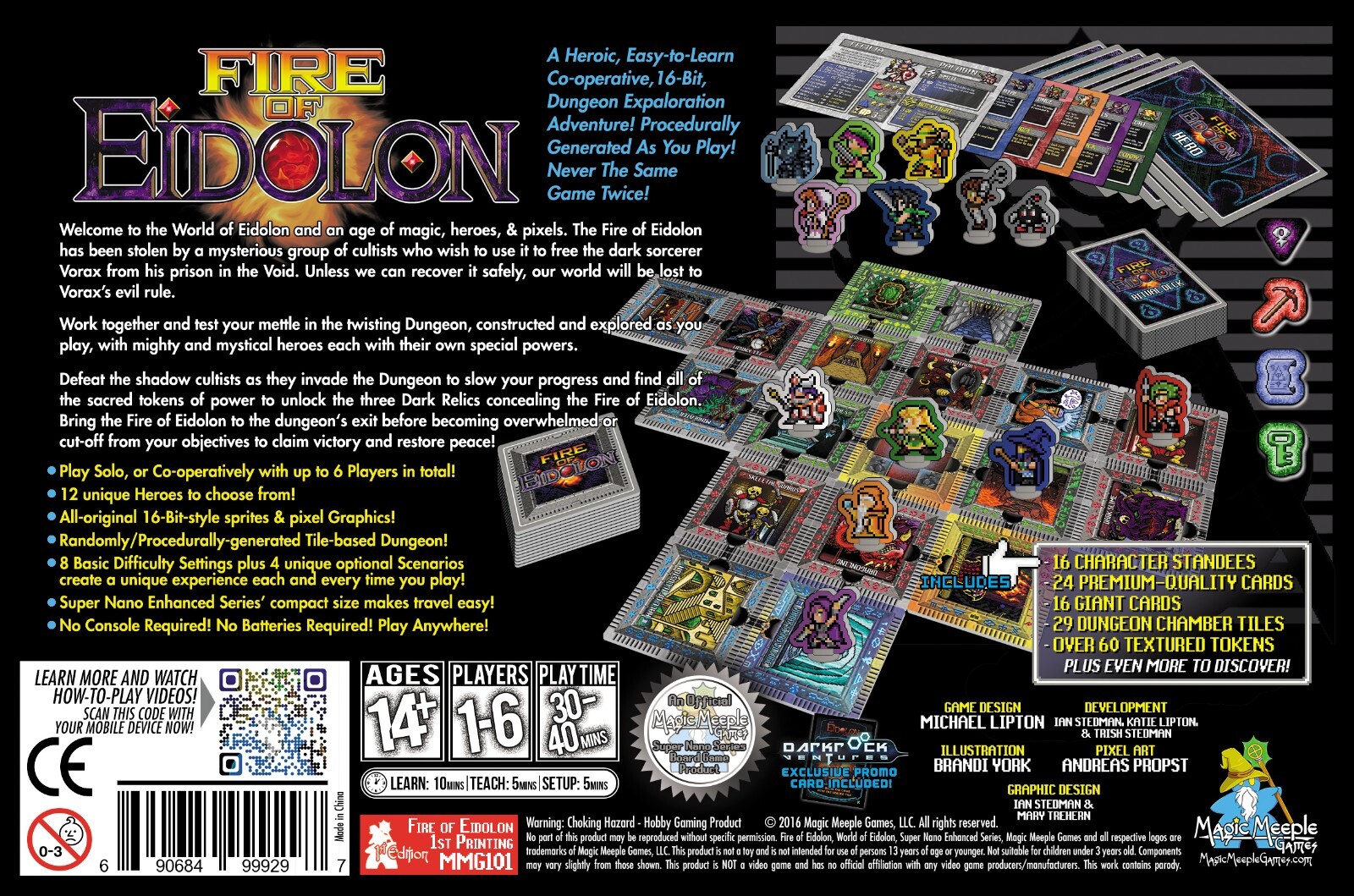 Fire of Eidolon dungeon RPG Board Game 6 players RARE NEW pixel Out Of Print