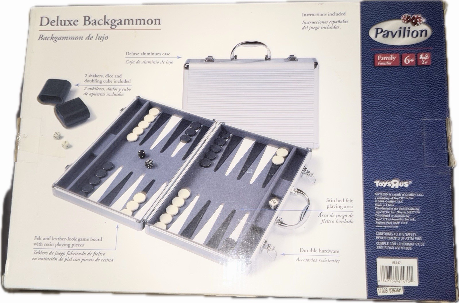 Pavilion Toys ‘R Us Backgammon In Silver Case Black White Red
